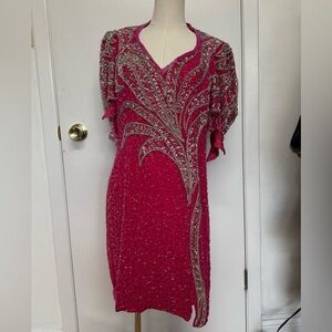 Glamorous Hot Pink and Silver Sequin Dress